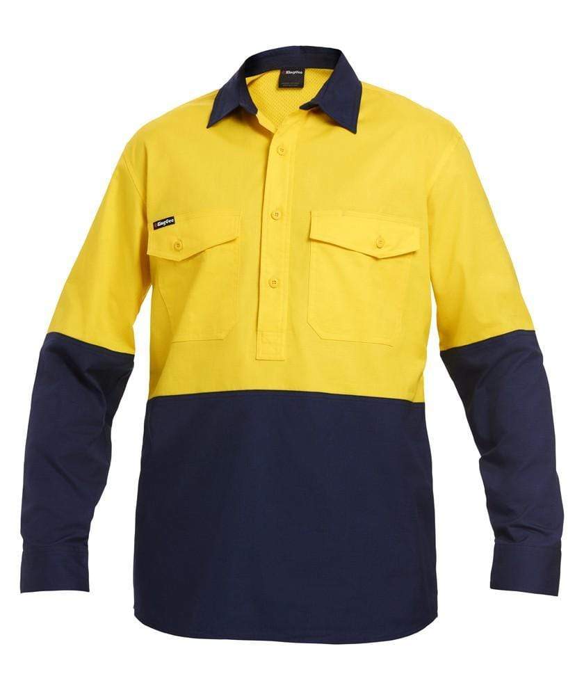 KingGee Work Wear Yellow/Navy / 2XS KingGee Workcool 2 Spliced Closed Front Shirt L/S K54876